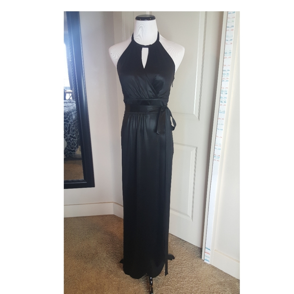 Bebe Long Black Halter Dress